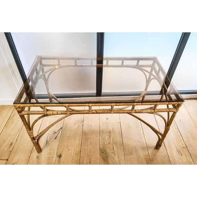 Dining Table and Rattan Chairs, Set of 5 For Sale - Image 13 of 18