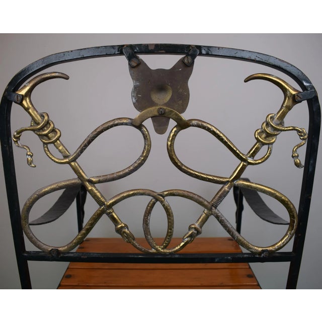 Metal late 20th century Fox Hunting Armchair Painted Iron W/ Brass Back Provenance: The Susie Hilfiger Collection For Sale - Image 7 of 7