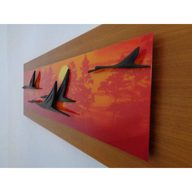 Large Mural with Flying Cranes at Sunset, Germany, 1970s For Sale - Image 16 of 18