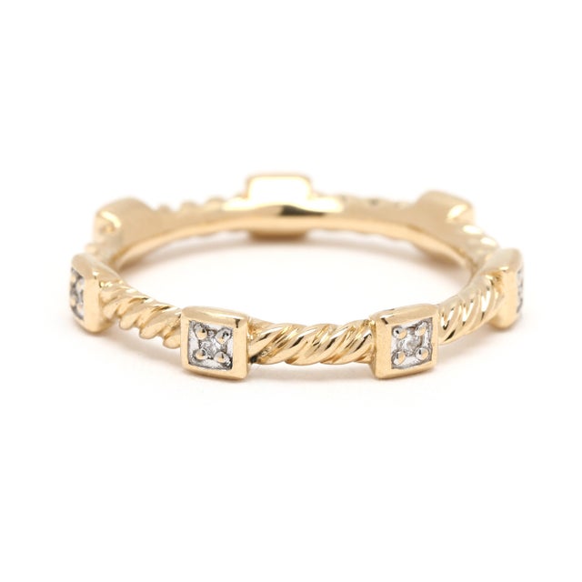 David Yurman Diamond Cable Band Ring, 18k Yellow Gold, Ring Size 5 For Sale - Image 4 of 6