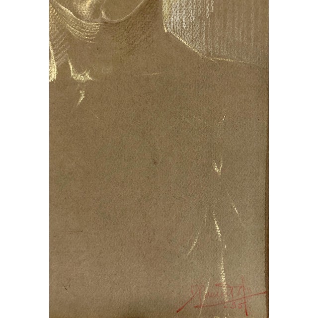 Early 20th Century A 1935 Young Girl’s Portrait in Pastels on Paper, Signed For Sale - Image 5 of 7