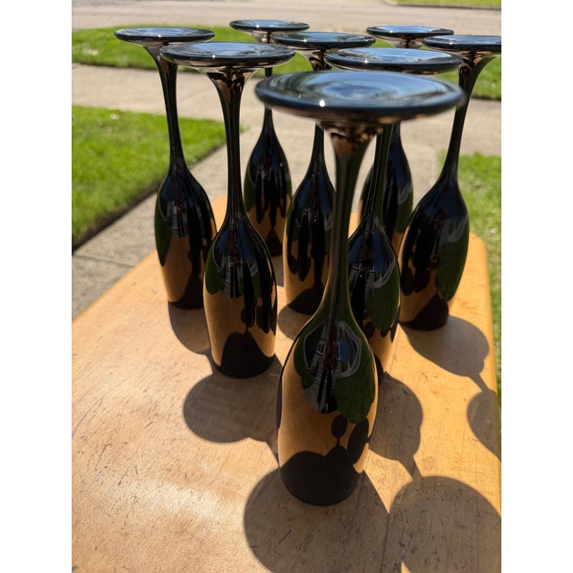1960s Libby Crystal Black Amethyst Champagne Glasses - Set of 8 For Sale - Image 10 of 12
