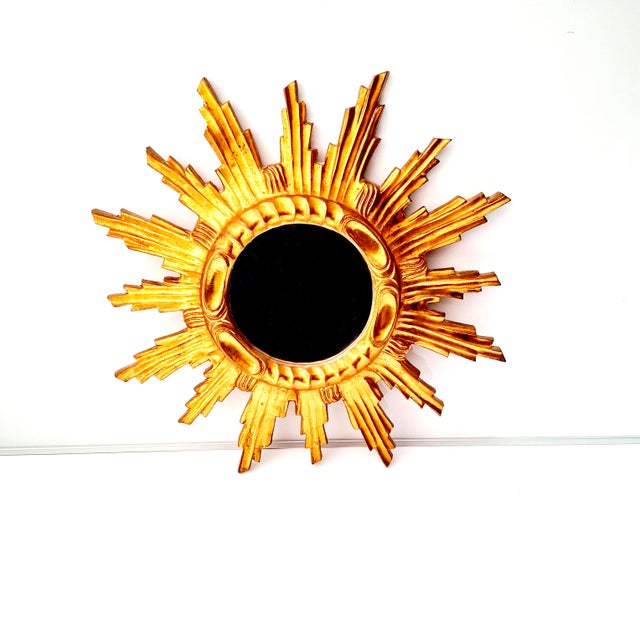 1960s Large Vintage Wall Mirror in Sunburst Finish, 1960s For Sale - Image 5 of 16