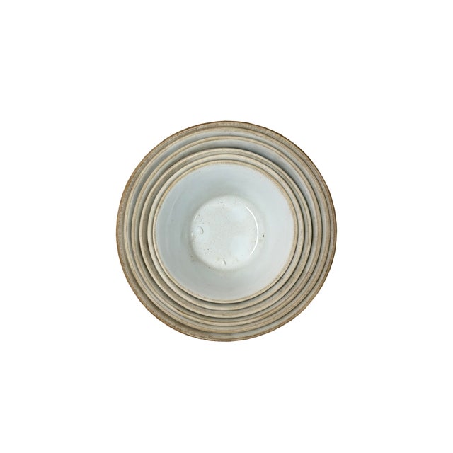 Vintage Set of 6 Small Blue White Figural Graphic Porcelain Bowls For Sale In San Francisco - Image 6 of 7