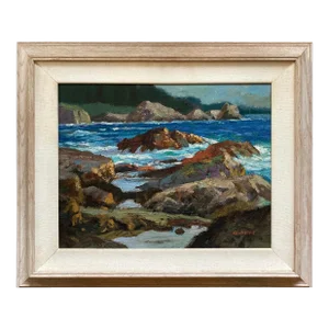 1990s Edward Gafke 'Big Sur Coast' Impressionist Seascape Painting