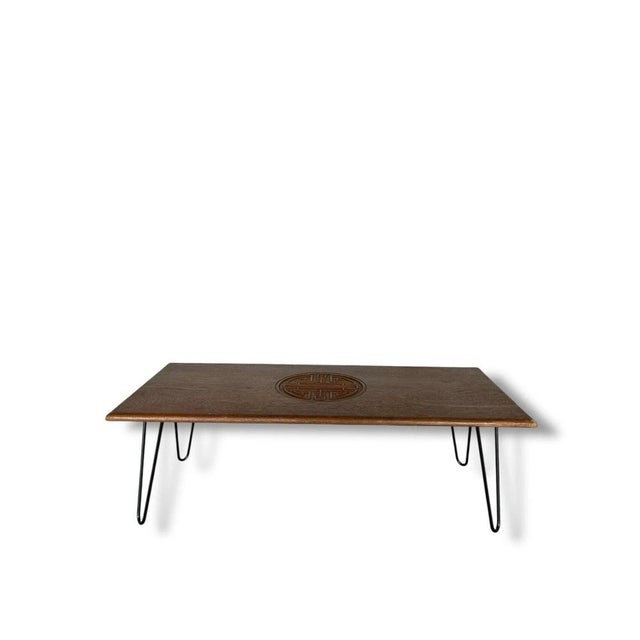 Contemporary Mid-Century Modern Indonesian Teak Table with Hairpin Legs For Sale - Image 3 of 6
