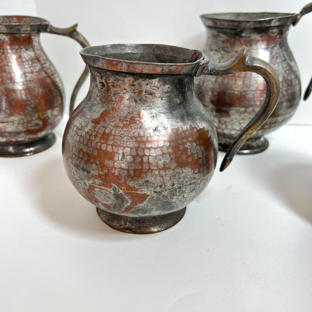 Hand Hammered Tinned Copper Water Jugs – Set of 6 For Sale - Image 4 of 14