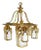 Chandelier Antique Brass and Glass For Sale