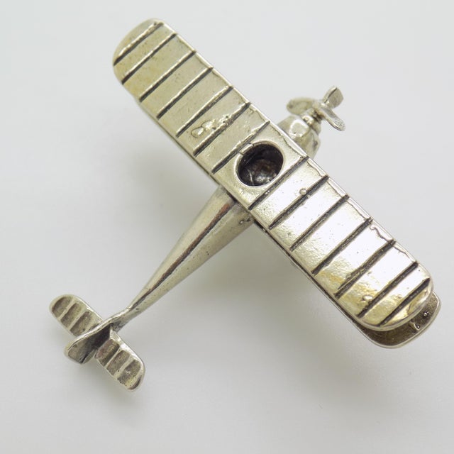 Vintage Italian Handmade Genuine Silver Airplane Figurine, 1980s For Sale - Image 6 of 12