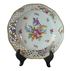 Early 20th Century Chateau Dresden by Schumann Reticulated Bowl