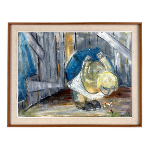 "Mutual Admiration" Flower Mid-Century Modern Oil Painting Monterey Artist