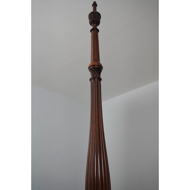 Henkel Harris Henkel Harris Queen Size Rice Carved Mahogany Poster Bed For Sale - Image 4 of 17
