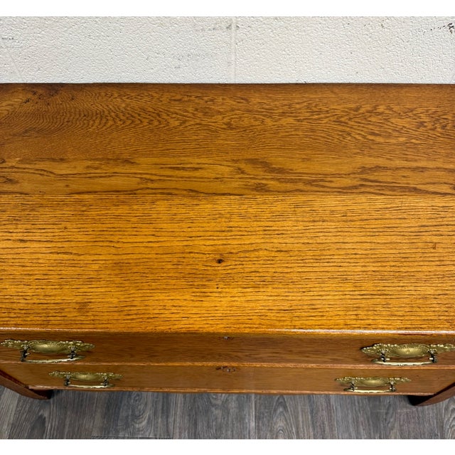 Antique Victorian Solid Golden Oak Two Drawer Chest For Sale In Kansas City - Image 6 of 13