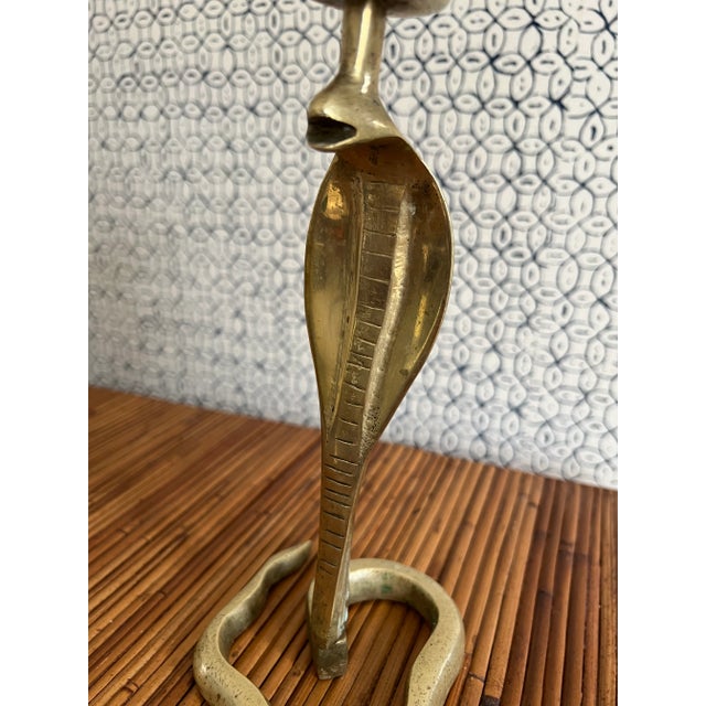 Vintage Mid 20th Century Brass Moroccan Snake Form Candle Holder For Sale - Image 4 of 9