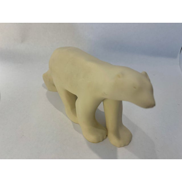 Art Deco Cast Resin White Polar Bear Sculpture After Francois Pompon For Sale - Image 9 of 9