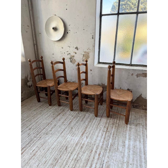 Oak and Straw Chairs by Dudouyt, 1940s, Set of 4 For Sale - Image 13 of 18