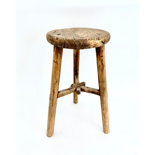 Mid 20th Century Rustic Elm Milking Stool For Sale - Image 5 of 9