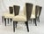 Brown Set of 6 Mid-Century Tuxedo Dining Chairs, Ebonized Wood, Brass Nailheads For Sale - Image 8 of 18
