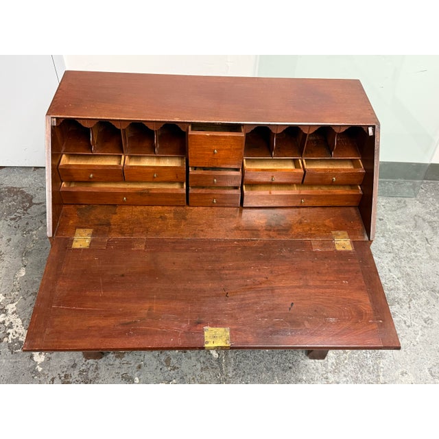Brown Chippendale Style Drop Front Secretary Desk, Antique For Sale - Image 8 of 12