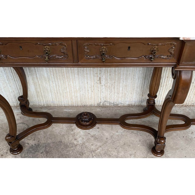 20th Century Neoclassical Revival Marble Top Console Table For Sale - Image 10 of 11