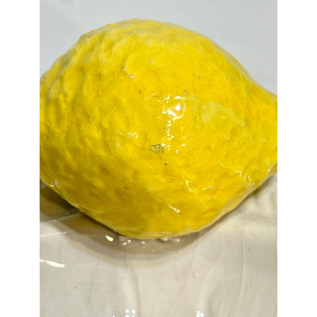 Vintage Italian Majolica Trompe L’Oeil Ceramic Lemon Dish For Sale - Image 11 of 11
