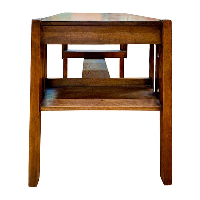 Arts & Crafts Period Tiger Oak Library Desk For Sale - Image 4 of 8