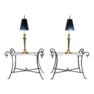 Mutual Sunset Lamp Corporation Brass Hollywood Regency Lamps, Pair For Sale