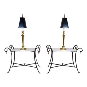 Mutual Sunset Lamp Corporation Brass Hollywood Regency Lamps, Pair