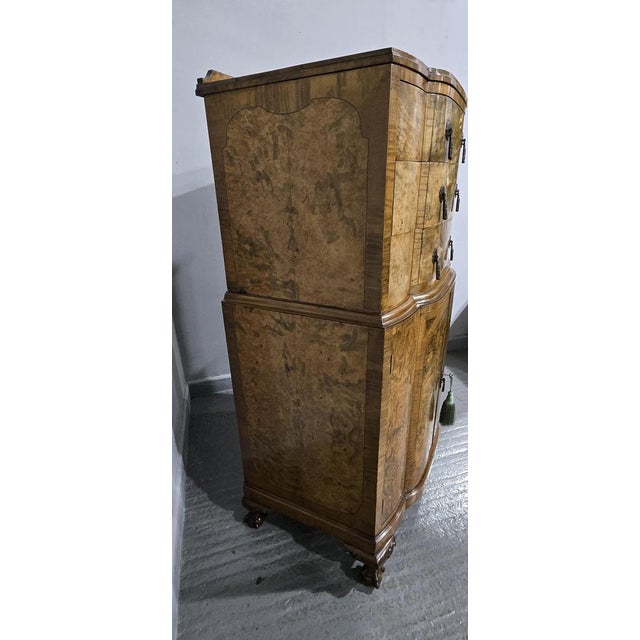 Burr Walnut Linen Press For Sale - Image 12 of 18