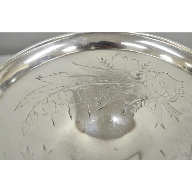 Antique Reed & Barton Victorian Silver Plated Pedestal Brides Basket W/ Handle For Sale In Philadelphia - Image 6 of 10