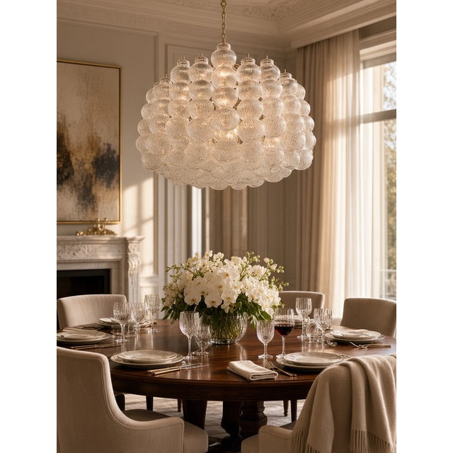 This stunning large chandelier is a statement piece of Italian design from the 1980s, crafted with exceptional artistry in...