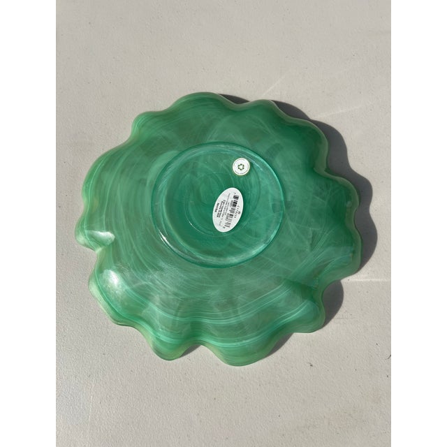 Aqua Vintage Turquoise Coastal Style Art Glass Bowl For Sale - Image 8 of 9