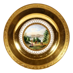 Viennese Imperial Porcelain Plate from Lustschloß Schönbrunn, 1813
