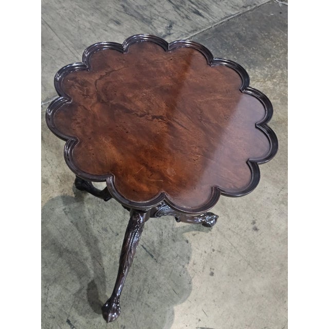 Baker Furniture Company Baker Stately Home Chippendale Mahogany Pie Crust Table Claw and Ball Feet For Sale - Image 4 of 11