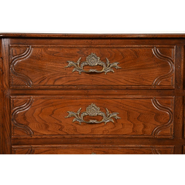 Baker Furniture French Provincial Louis XV Carved Oak Triple Dresser or Credenza For Sale - Image 9 of 18