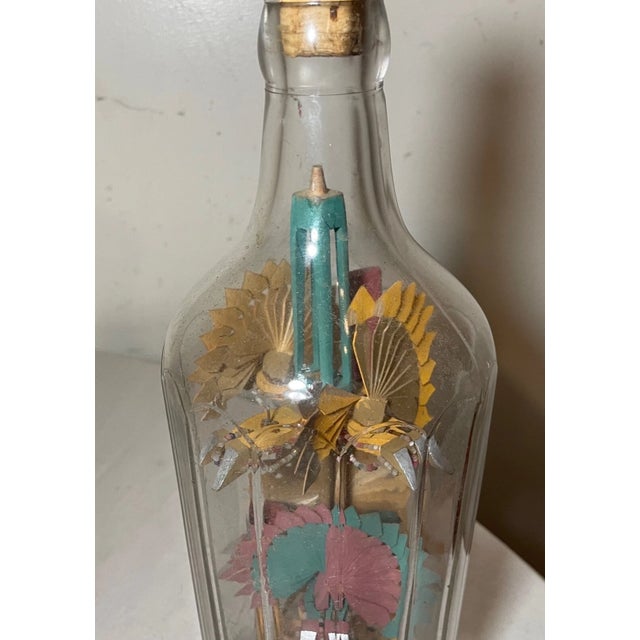 Antique Handmade Whimsical Folk Art Mixed Media Wood Glass Sculpture in Bottle For Sale In New York - Image 6 of 18