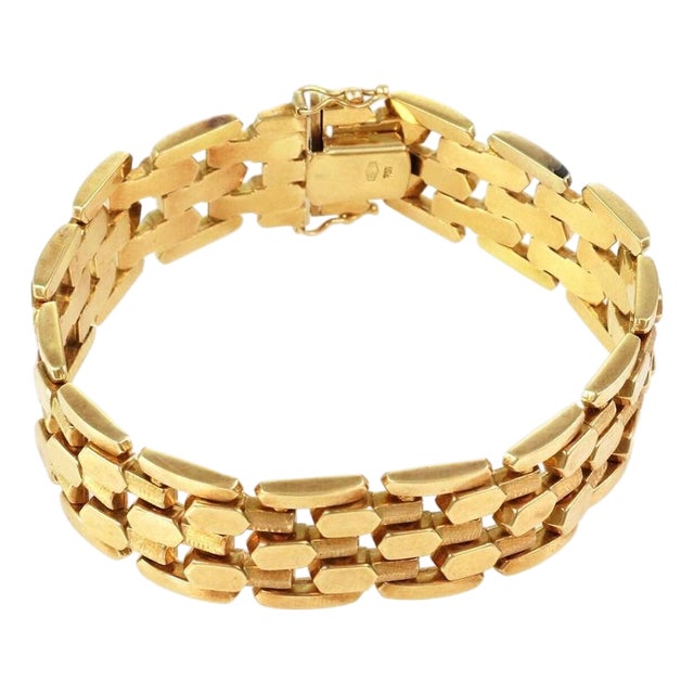 Mid 20th Century Flex Bar 18k Yellow Gold Link Bracelet For Sale