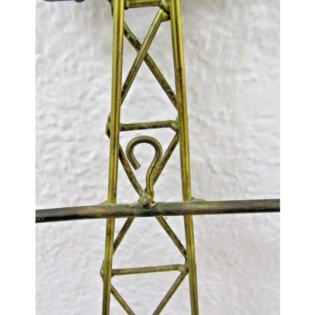 Brass 1950s Mid-Century Modern Oil Rig Landscape Wall Wire Sculpture For Sale - Image 8 of 9