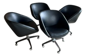 1960s Set of 4 Mid Century Chromcraft Swivel Pod Chairs on Casters
