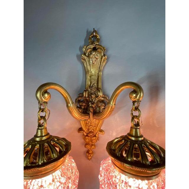 1980s French Louis XVI Gold Bronze Crystal Wall Lamps /Sconces-Pair For Sale - Image 9 of 15