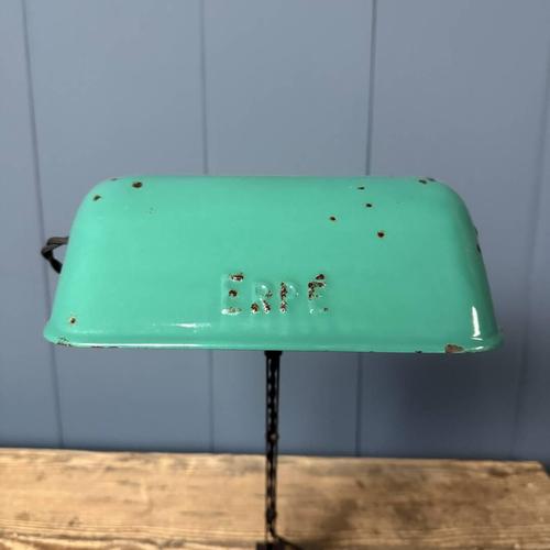 Banker's Lamp withTurquoise Enamel Shade from Erpé, 1930s For Sale - Image 15 of 18