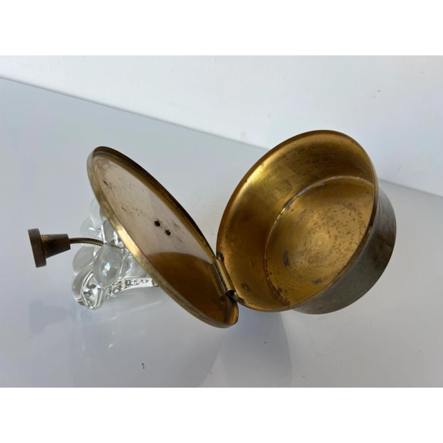 Vintage Art Flower Glass Decorative Brass Box For Sale - Image 9 of 11