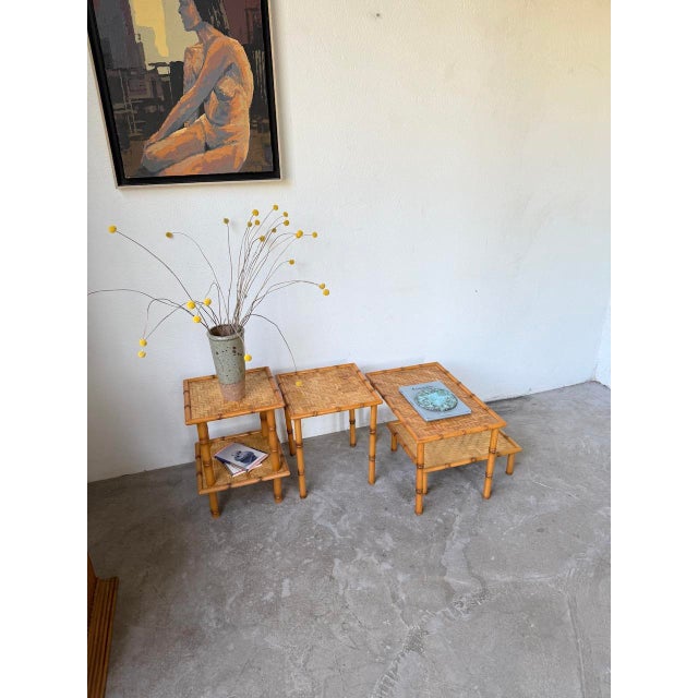 Nesting Tables in Rattan and Wicker, 1970, Set of 4 For Sale - Image 13 of 18