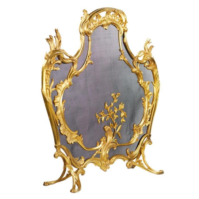 Louis XV Style Gilt Bronze Fireplace Screen, France, 19th Century For Sale - Image 3 of 5