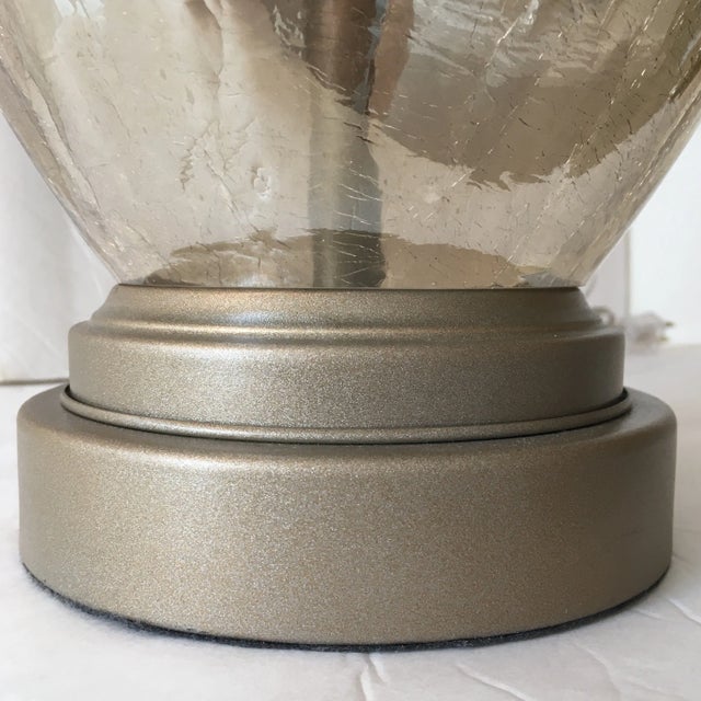 Glass European Crackle - Glass Lamp With Custom - Made Silk Shade For Sale - Image 7 of 11