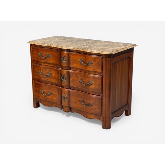 Hickory Chair, Louis XV Style Commodes, Wood, Brass, Marble, Usa, 1980s For Sale - Image 9 of 16