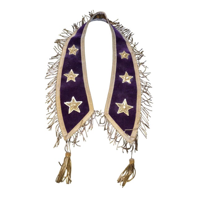 19th Century Knights Templar Officer's Collar Royal Purple Velvet With Metallic Passementerie For Sale