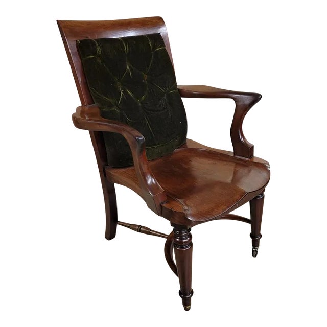 French Art Nouveau Walnut Office Desk Arm Chair For Sale