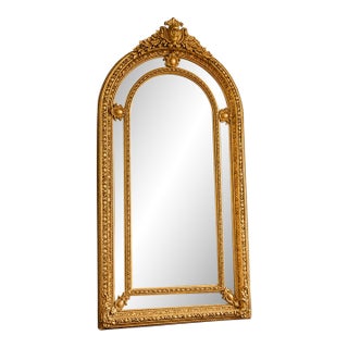 Late20C French Louis XVI Gold Beech Floor Mirror-1 Pc For Sale