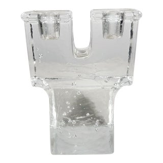 Modern Art Glass Tower Dual Candle Holder Mikasa Walther West Germany For Sale
